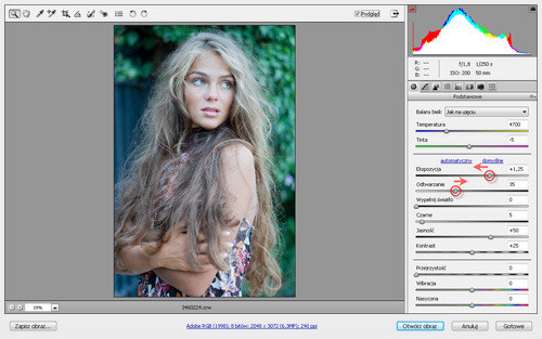 Zakl�cia Photoshopa - wywo�ywanie plik�w RAW - Korekcja ekspozycji