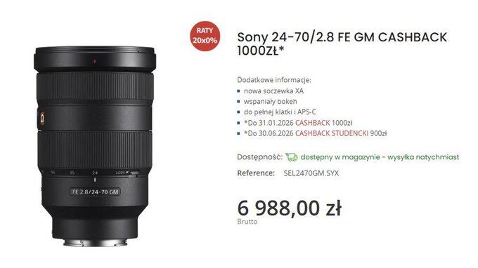 Ostatnie dni Sony Cashback w e-oko.pl