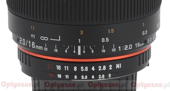 Samyang 16 mm f/2.0 ED AS UMC CS - Ustawianie ostrości Samyang 16 mm f/2.0 ED AS UMC CS - Ustawianie ostrości