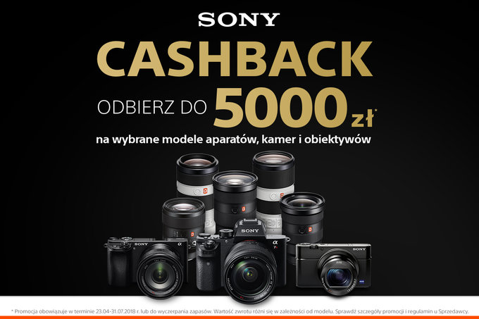 Cashback Sony przy zakupie aparatów, obiektywów i kamer